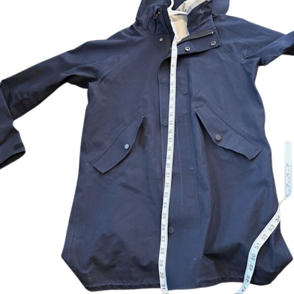 Everlane Women's The City Hooded Snap Zip Anorak Rain Jacket Navy Blue Size XXS - Picture 9 of 11